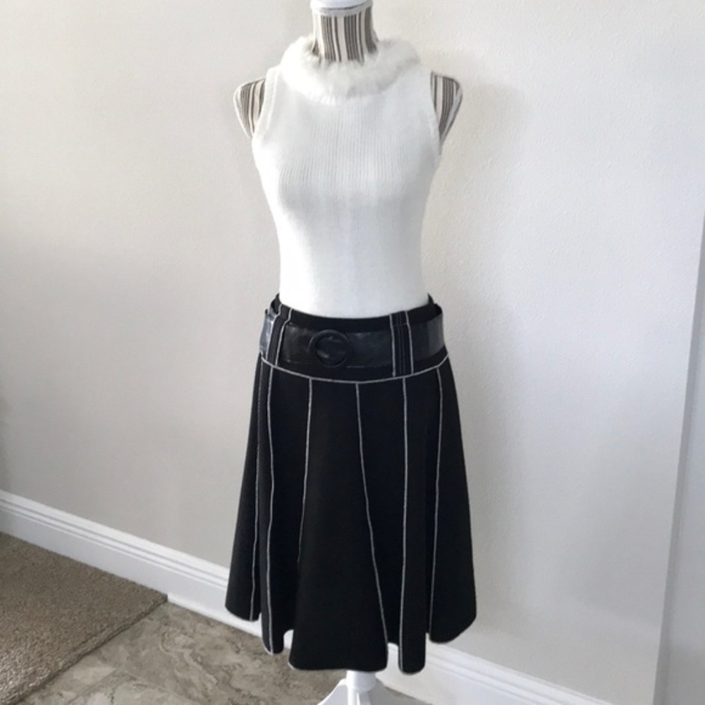 Forwear New York Charcoal Flannel Skirt Ivory Seam